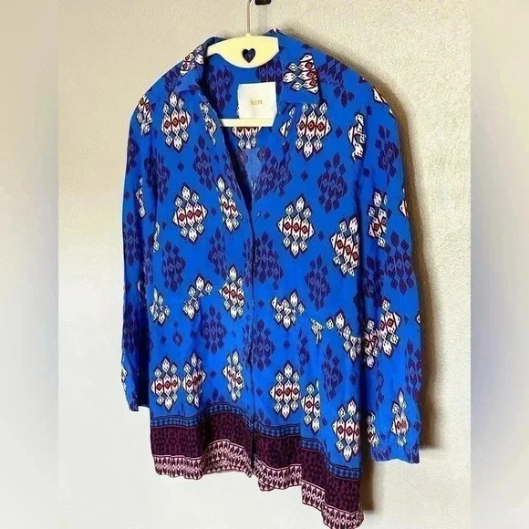 Anthropologie Maeve Button Up Colbalt Blue Top Size Small - Picture 4 of 7